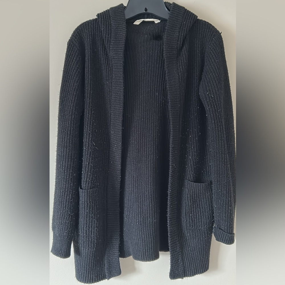 Elegant Black Hooded Cardigan for Women